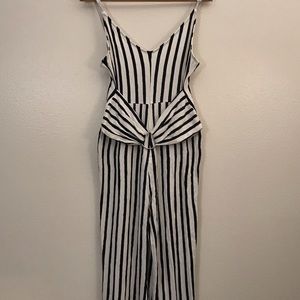 White and dark blue stripped jumpsuit